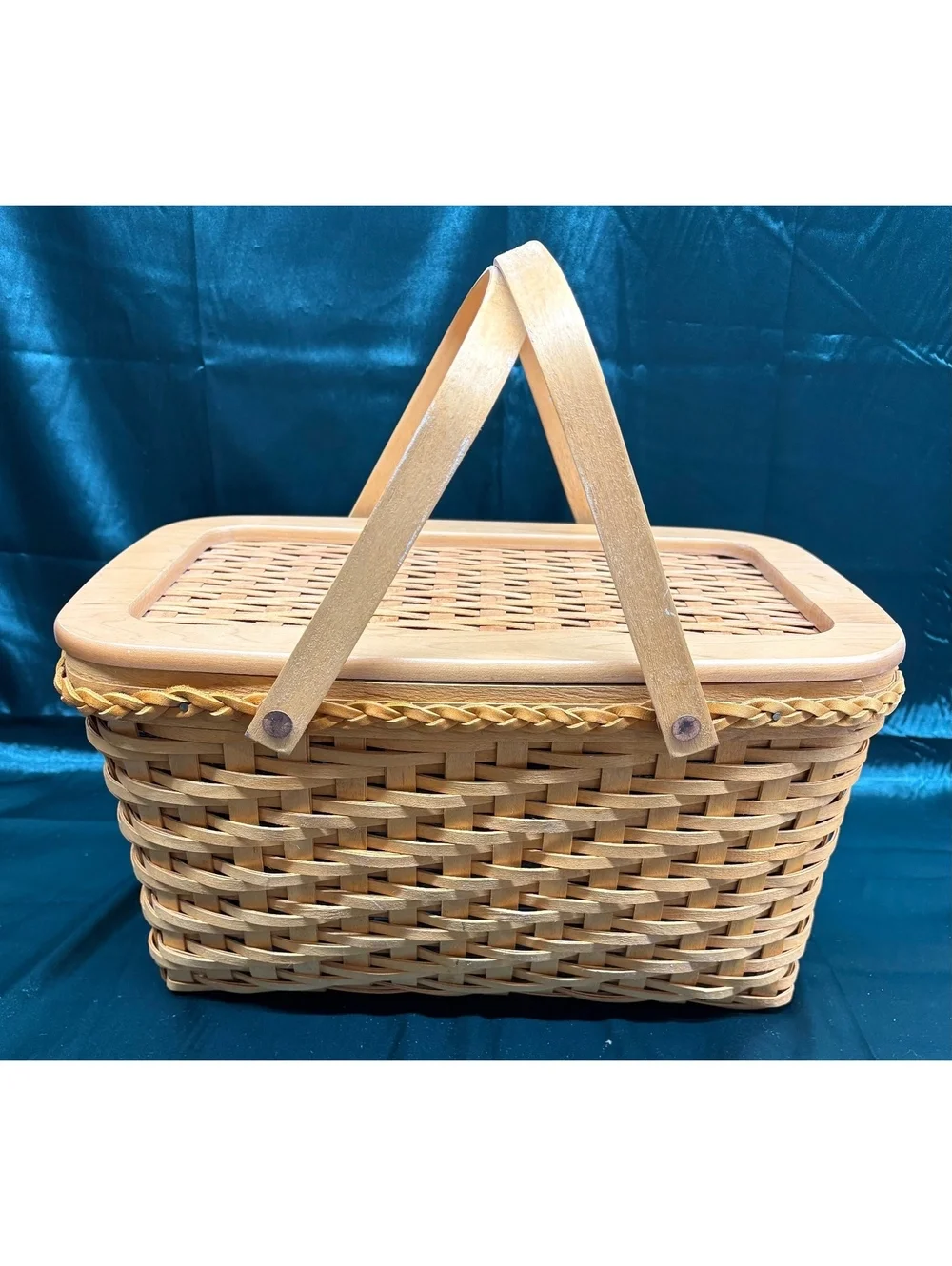 Vintage Longaberger 2000 Founder’s Market Picnic Basket Tribute To Dad